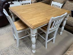 QUALITY THICK LEG COUNTER HIGH TABLE & 4 BARSTOOLS