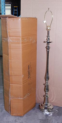 Nickle Finish Baroque Floor Lamp, 63" - In Box