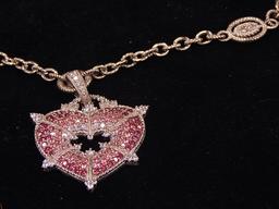 Judith Ripka 925 Pink Crystal Necklace - 43.1g Total Weight