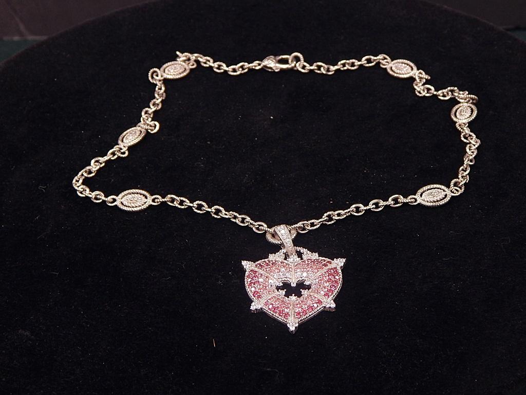 Judith Ripka 925 Pink Crystal Necklace - 43.1g Total Weight