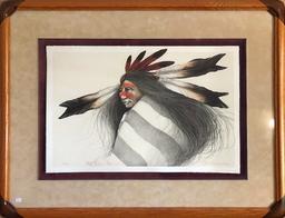 Frank Howell Lithograph -- Pine Ridge Dancer, 1991, Signed & Numbered 103/1