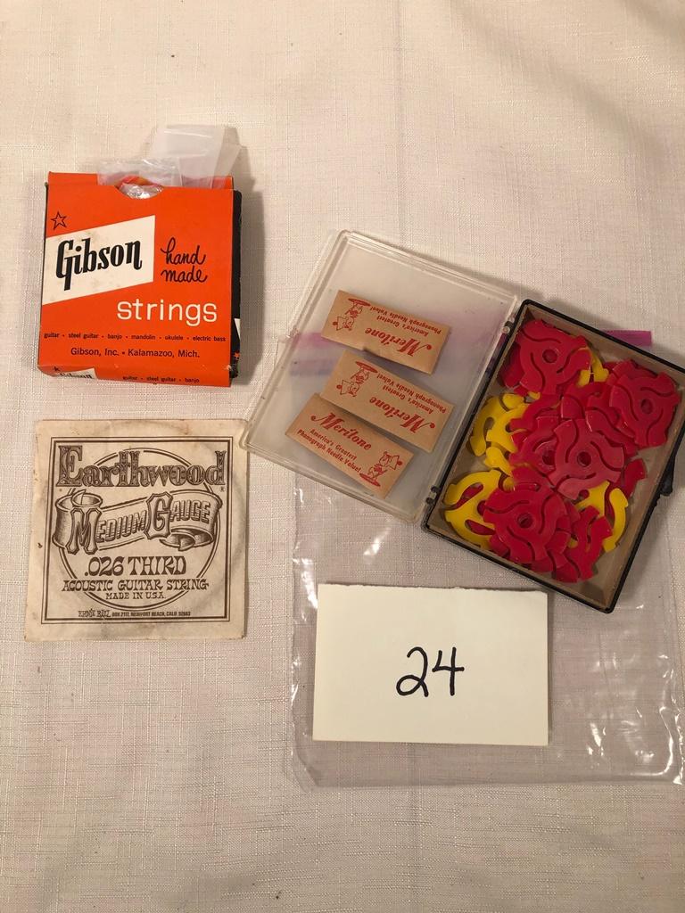 Gibson Handmade Strings; Earthwood Strings; 3 Packages Of Phonograph Needle