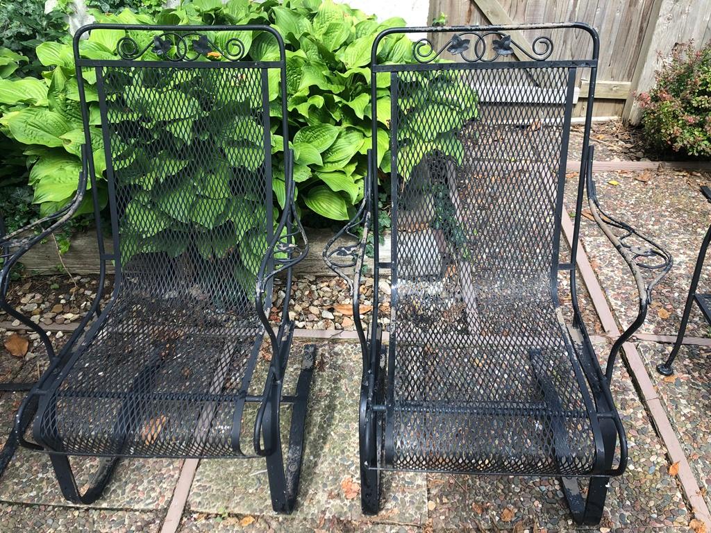 2 Vintage Woodard Spring-Back Iron Patio Chairs