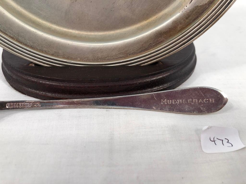 Silverplated Plate & Fork - Muehlebach Hotel, Kansas City Mo., 6½"