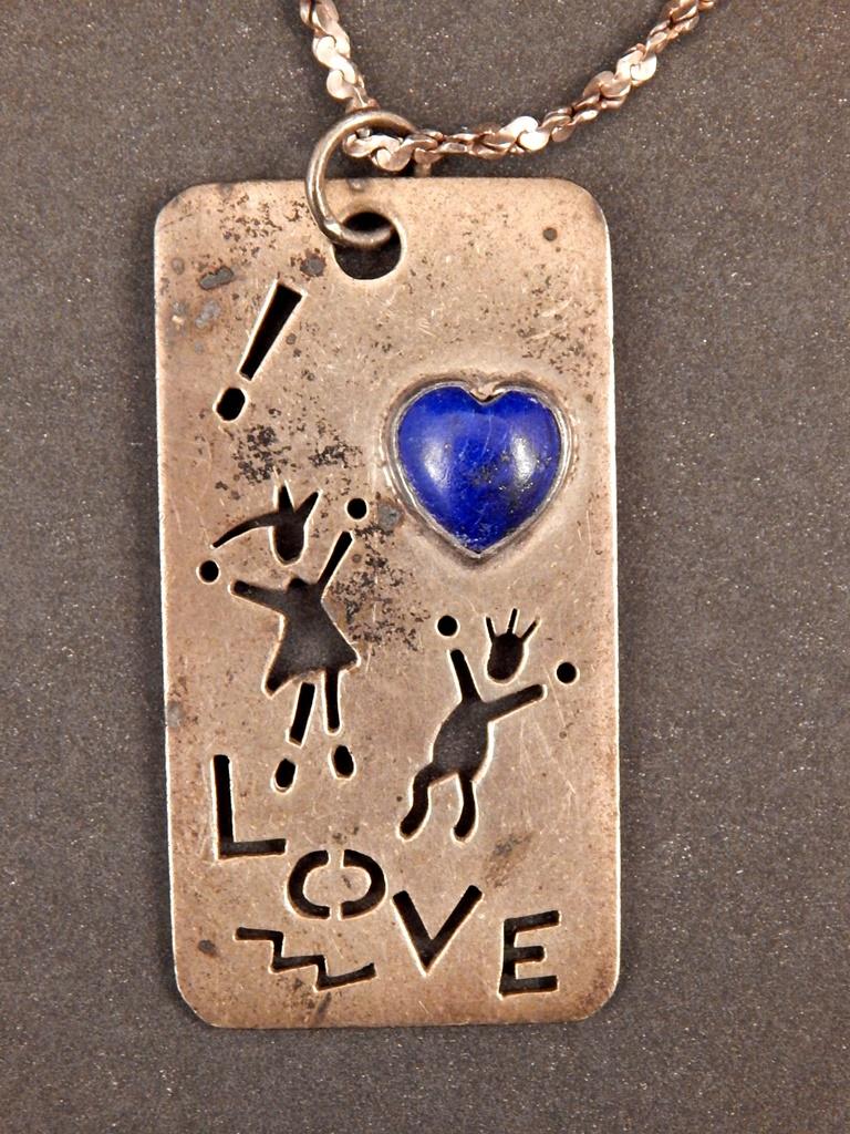 Sterling & Lapis Necklace - Love, Signed