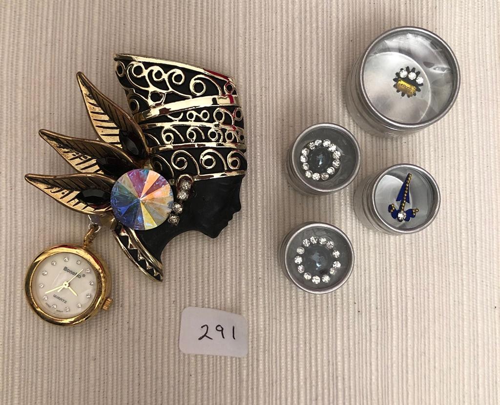 Cleopatra Pin Watch; 4 Jewels