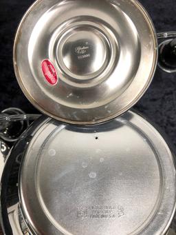 Pair Silverplated Candelabras - Gorham; Silverplated Ice Bucket W/ Glass In
