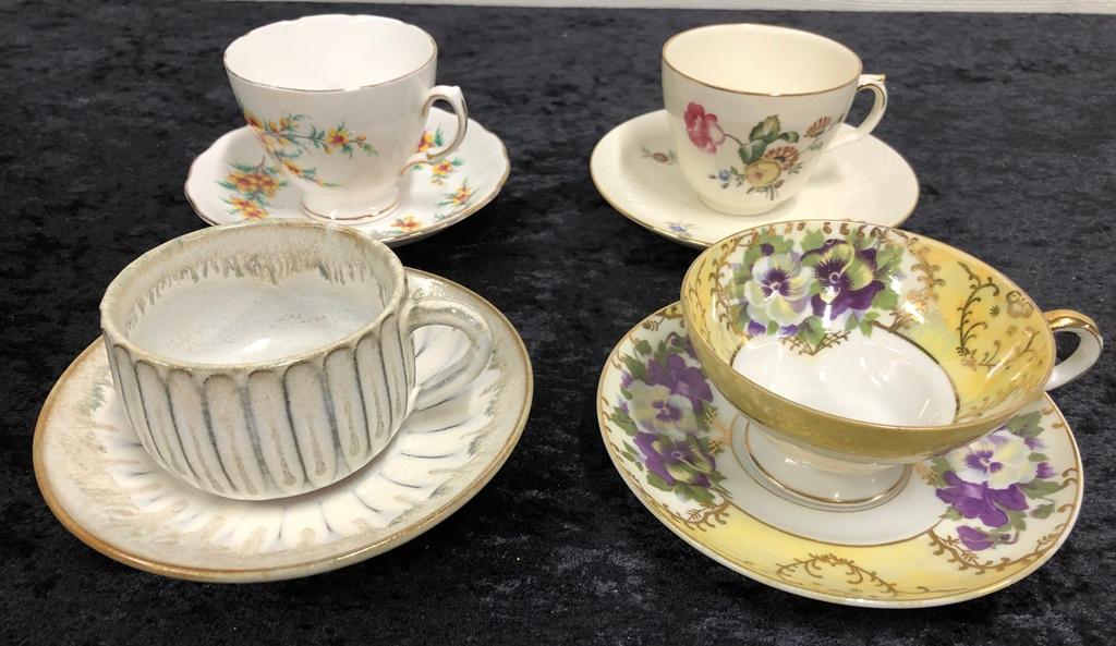 4 Cup & Saucer Sets - Royal Copenhagen, England Etc.