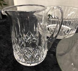 Lenox Vase; 2 Crystal Bud Vases; Crystal Pitcher; Crystal Bell; Crystal Can