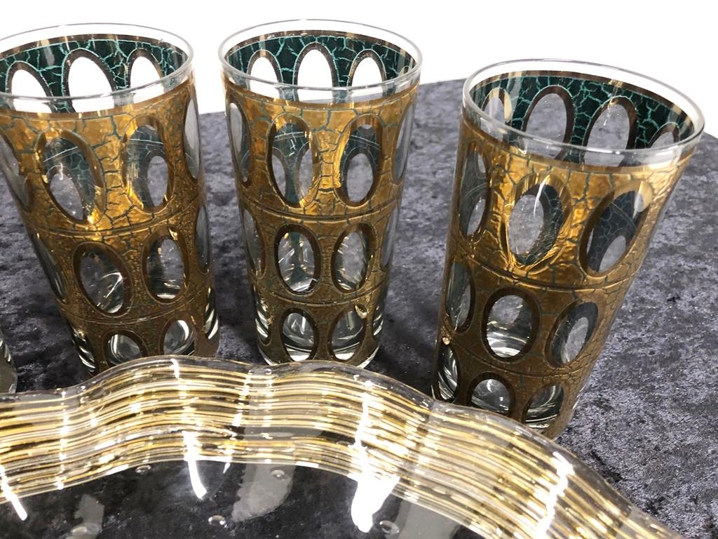 Set Of 6 Vintage Glasses; Venetian Glass Bowl