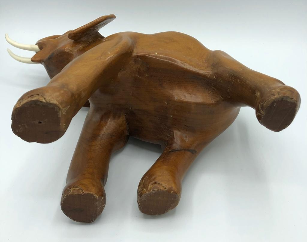 Carved Wooden Elephant - 10"