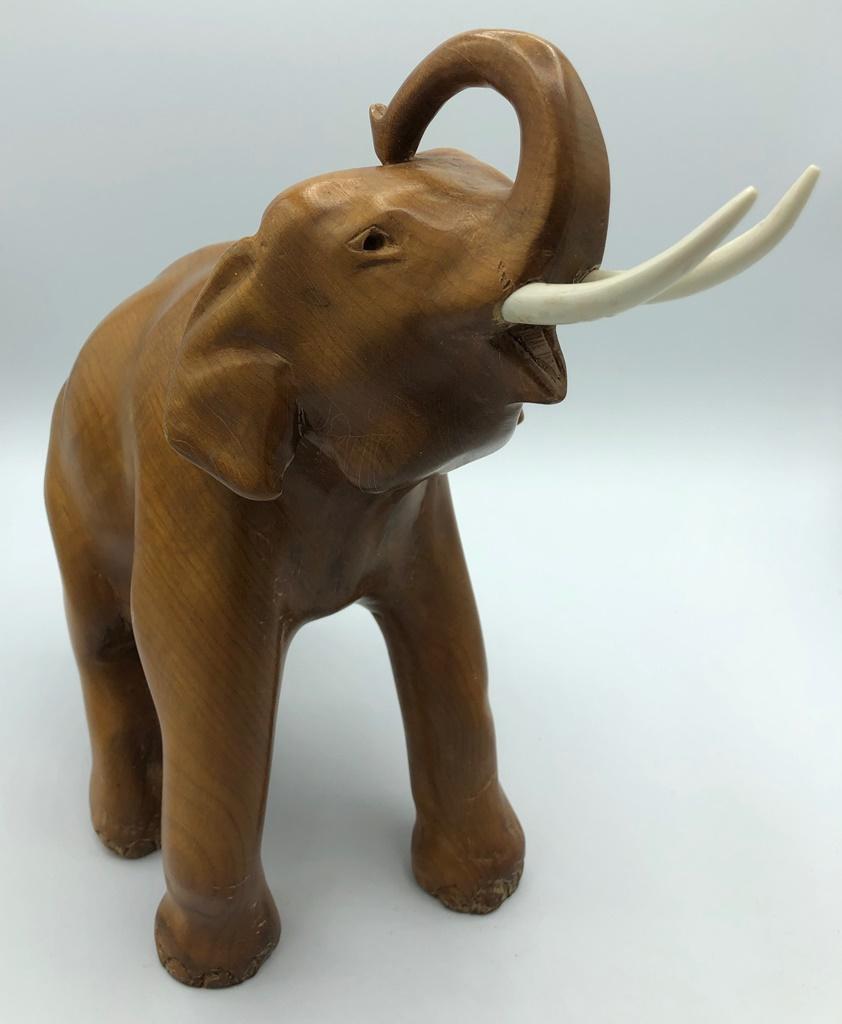 Carved Wooden Elephant - 10"