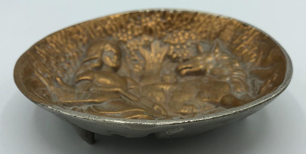 Cast Bronze Dish - " Little Red Riding Hood & The Big Bad Wolf ", 4¾"
