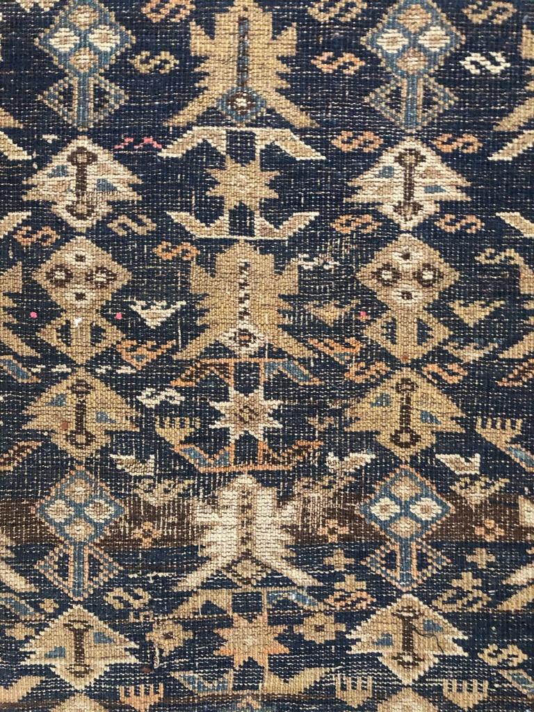 Russian Rug - 2'8"x2'1", W/ Blue Background