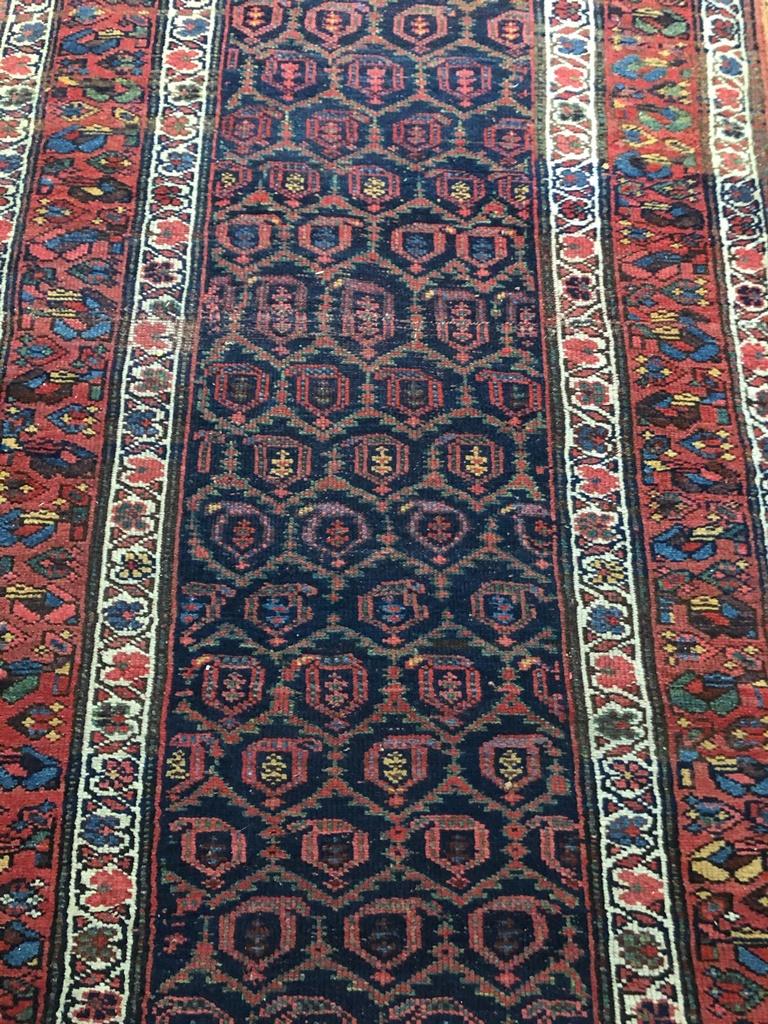 Hamadan Persian Rug - 13'6"x3'7", Some Wear