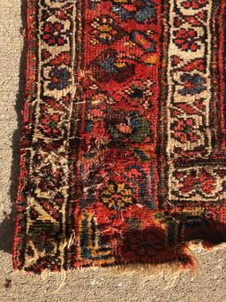 Hamadan Persian Rug - 13'4"x3'5", Paisley Design, Overall Wear, Missing End