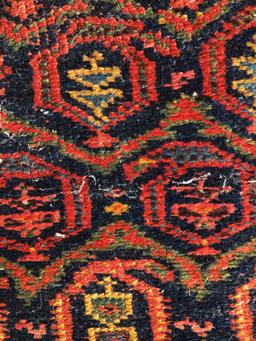 Hamadan Persian Rug - 13'4"x3'5", Paisley Design, Overall Wear, Missing End