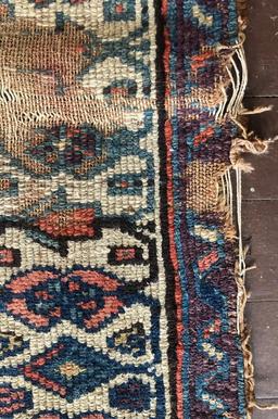 Hamadan Rug - 7'9"x,3'4", Poor Condition, Loss To Mid Portion