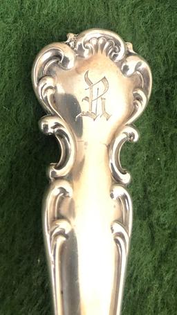 12 Simon Bros. Sterling Soup Spoons - Flanders, Monogrammed, 16.40 Ozt