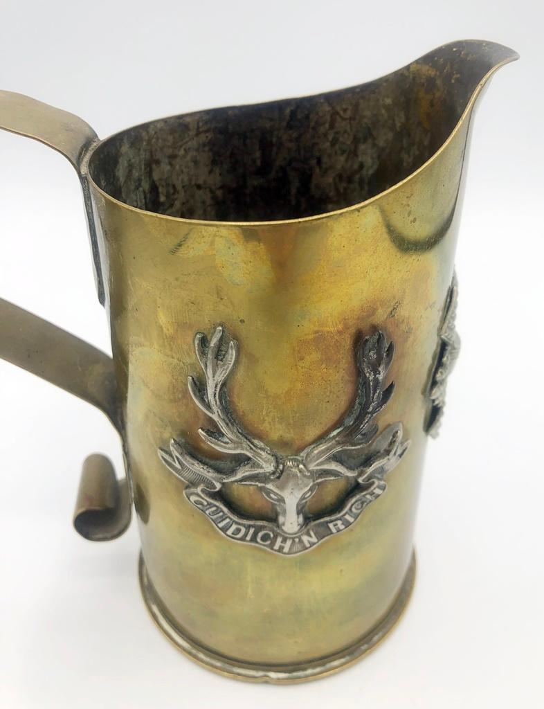 Shell Trench Art Jug - 6", Representing Scottish Regiments