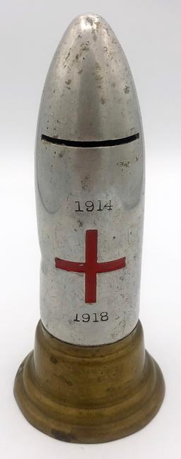 Shell Trench Art Red Cross Donations Bank - 7", Great Britain