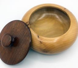 Nice Handmade Wooden Dish W/ Lid - 7½", Signed