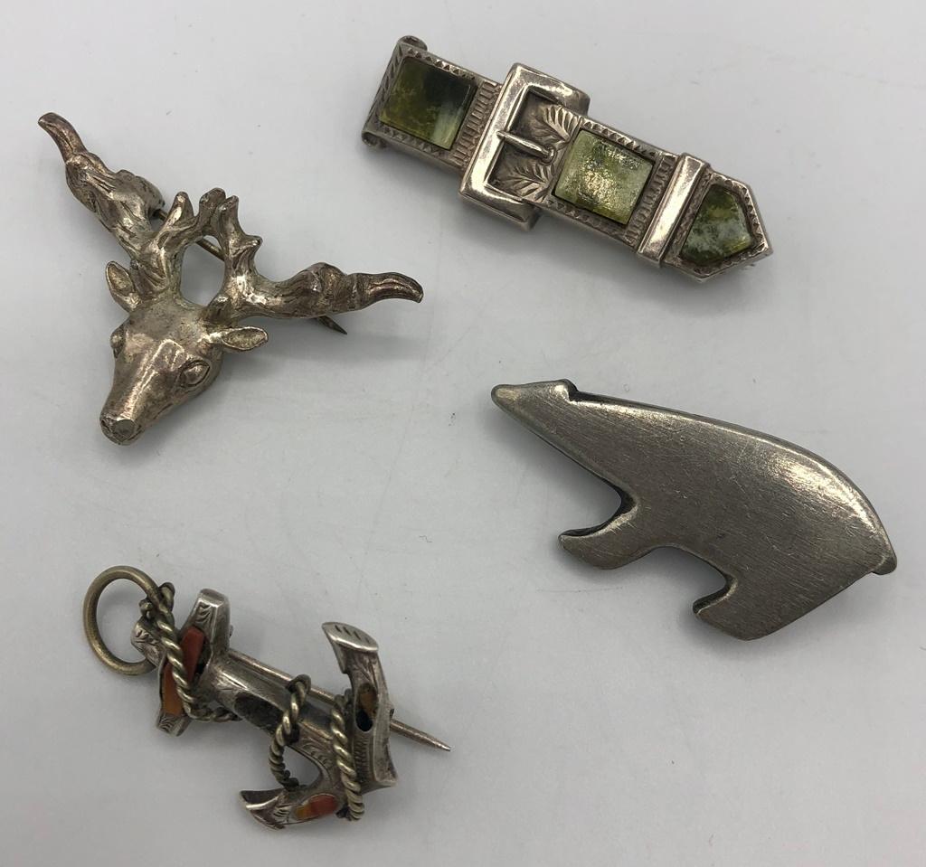 4 Pins - Sterling, Scottish Agate, Etc.