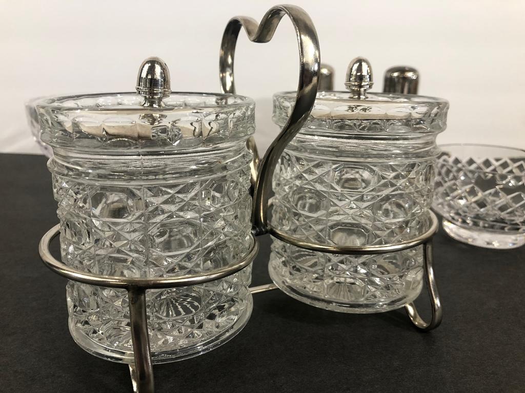 3 Cut Crystal Bowls - 2 Are 4" & 1 Is 7½"; English Double Jam Jars In Holde