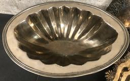 Heavy Silverplated Tray - 14"x11"; 1-piece Silverplated Gravy Boat; Large S