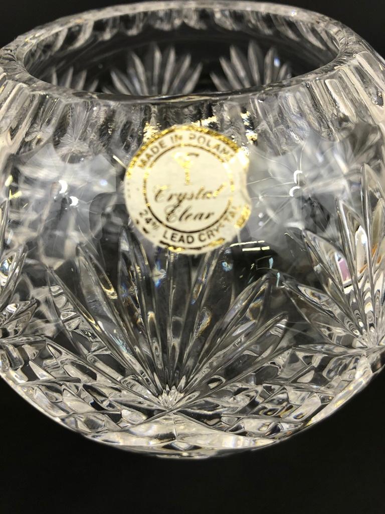 Small Crystal 5" Rose Bowl;     Divided Double Bowl W/ 2 Ladles - 8"x5½";