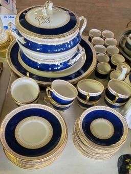 114-piece Crown Staffordshire Bone China Set - 12 Dinner Plates, 12 Luncheo