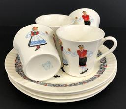 Set Of 4 Plintz Norway Plates & Cups