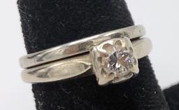 Platinum Wedding Ring W/ .25 Ct Diamond - 2.3 Gr, Size 6;     18kt Gold Wed