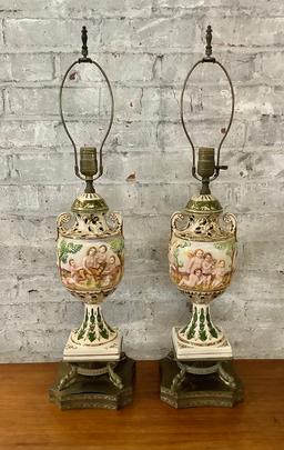 Pair Capodimonte Lamps