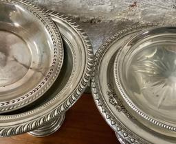 2 Sterling Weighted Compotes, Mint Dish, Glass Coaster - Total 18.98 Ozt