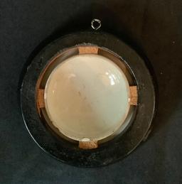 Lladro Figurine;     Wedgwood Lidded Jar;     Framed Staffordshire Pot Lid,