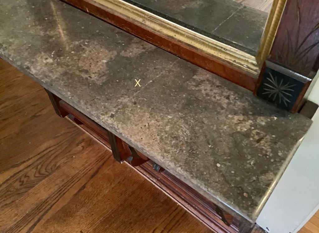 Eastlake Victorian Walnut Pier Mirror W/ Marble & Gold Gilt Framing - 30"x9