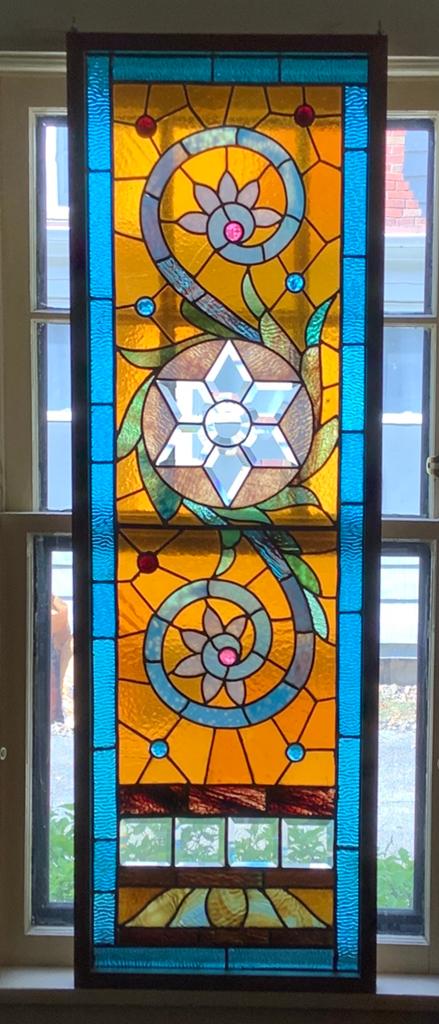 Stained Glass Window - 17½"x53", Some Small Cracks