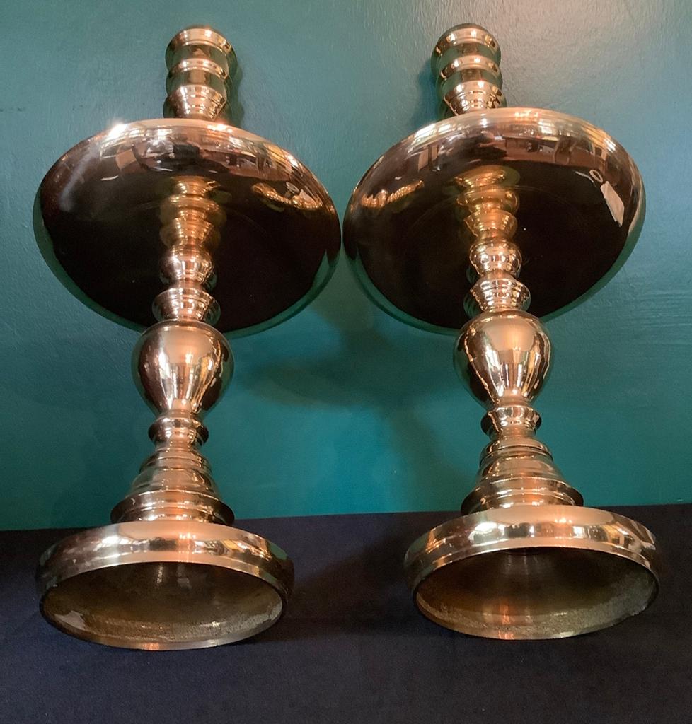 Pair Brass Candlesticks - 25" Tall