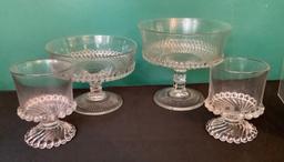 4 Pieces Patterned Glass;     Covered Casserole