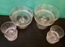4 Pieces Patterned Glass;     Covered Casserole