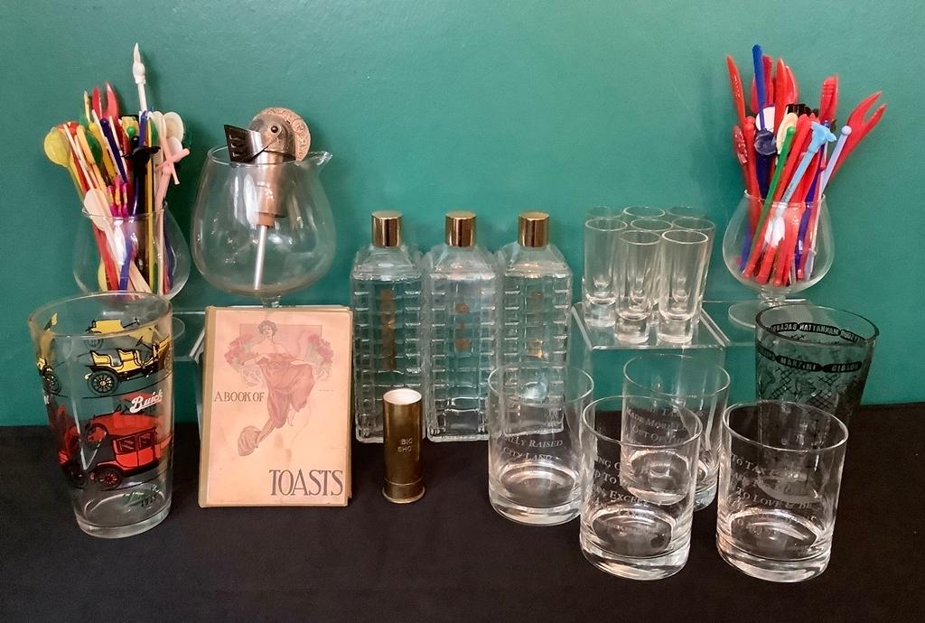 Large Lot Vintage Barware