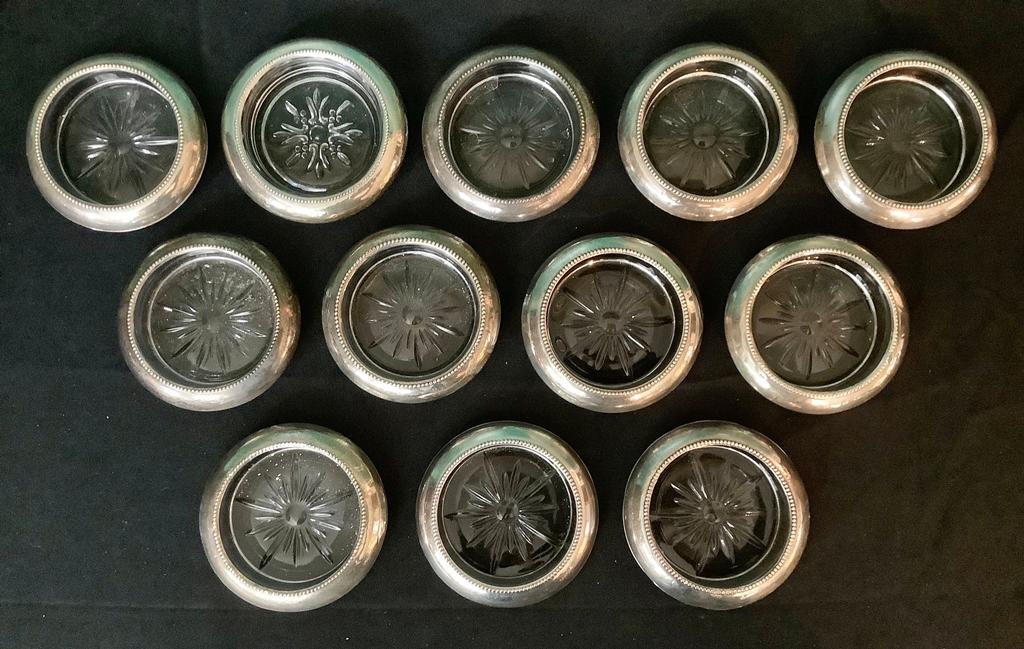 12 Sterling & Glass Coasters