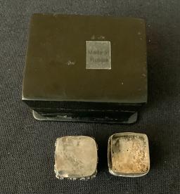 Russian Hand Painted Box;     Small Silver Box W/ Millefiori Top