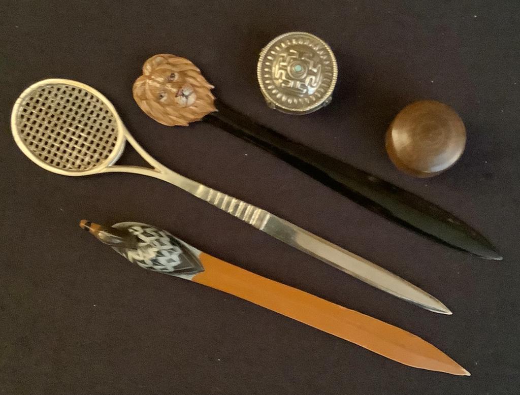 3 Vintage Letter Openers;     2 Small Boxes W/ Lids