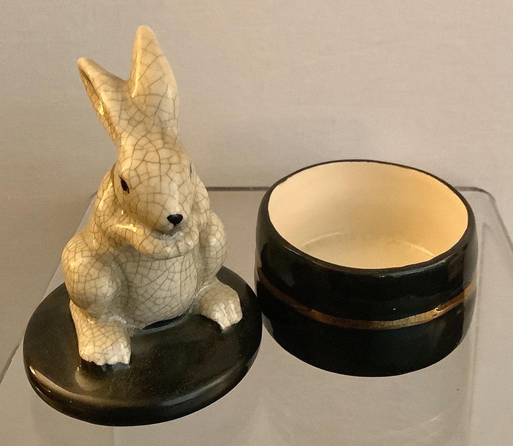 Vintage Takahashi Rabbit Box;     Brass Frog