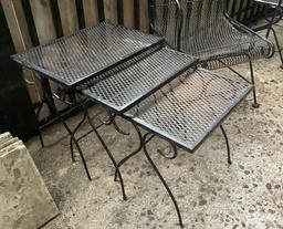 Woodard Iron Spring Chair;     Set Of 3 Stacking Tables - 20"