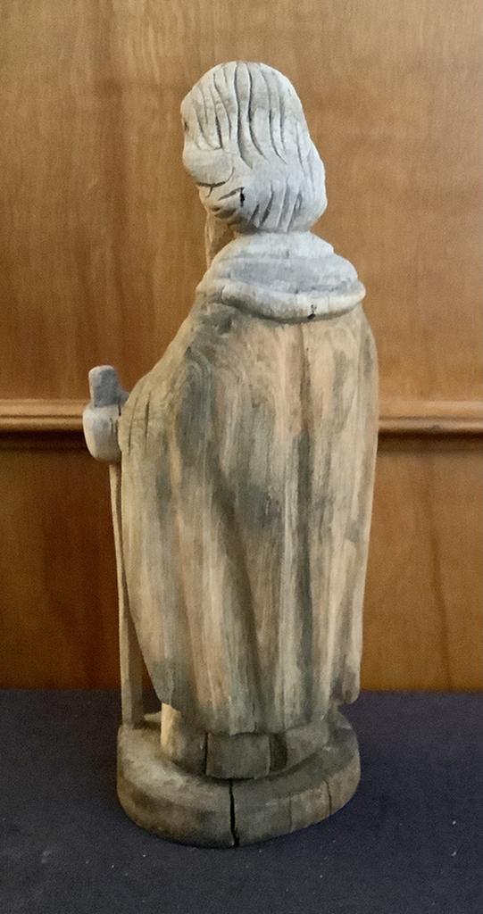 Wooden Hand Carved Figure W/ Glass Eyes - 13"