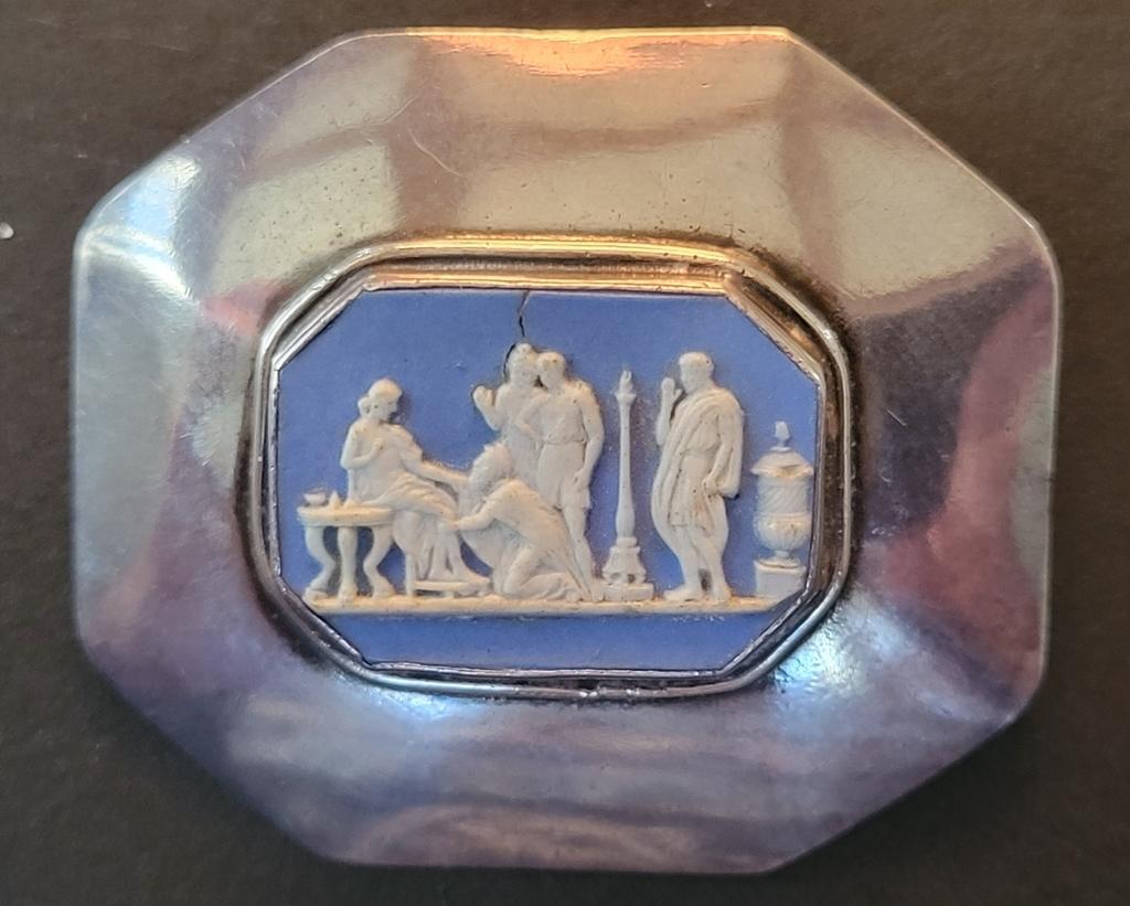 Sterling & Wedgwood Brooch - Circa 1890, Minor Hairline Crack