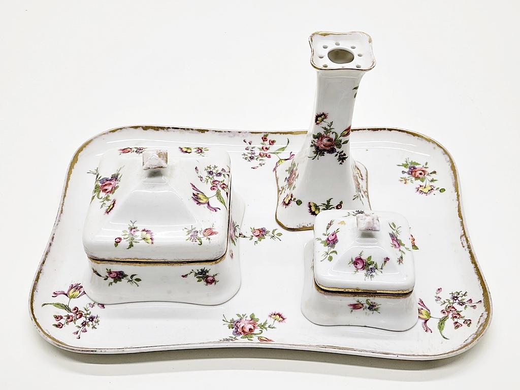 4-piece Limoges Dresser Set - Includes Ring Dish, Powder Dish, Hatpin Holde